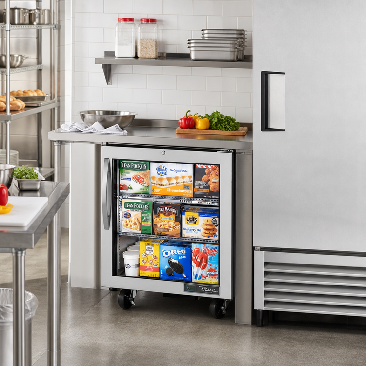 Product image #2 for True 27 5/8-Inch Wide 1-Section Undercounter Framed Glass Door Freezer, Self-Contained, -10°F
