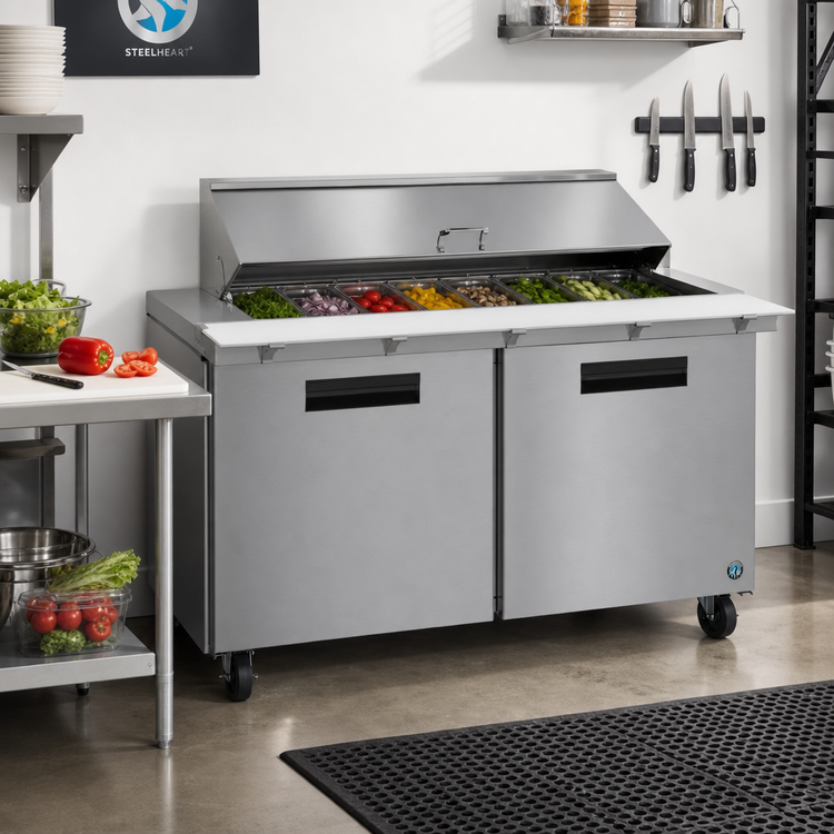 Product image #2 for Hoshizaki Steelheart SR60B-18M 60-Inch Two-Section Mega Top Prep Refrigerator, 18-Pan Capacity