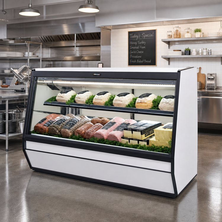 Product image #2 for Howard-McCray 74-Inch Deli Meat & Cheese Full-Service Case, Straight Glass, Remote Refrigeration, LED Lighting