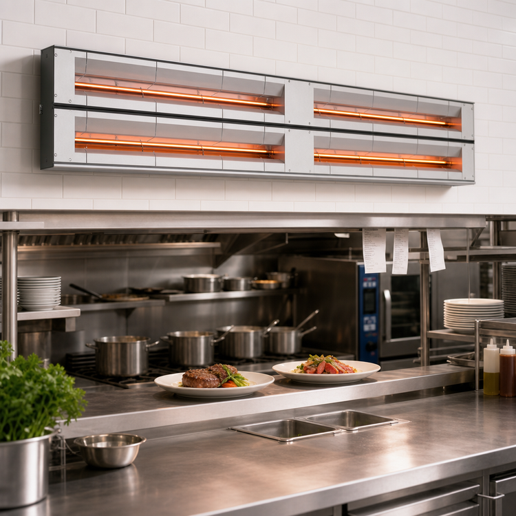 Product image #2 for Hatco Glo-Ray 54-Inch Double Infrared Strip Heater, 6-Inch Spacer, Unlighted Aluminum, 3000 Watts