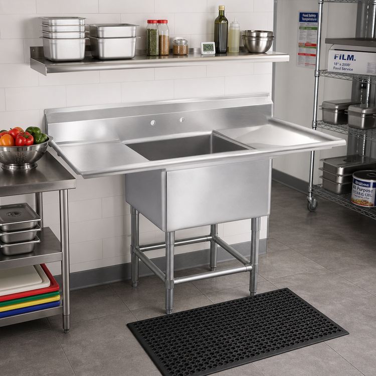 Product image #2 for Spec-Master FN Series 1-Compartment Stainless Steel Floor Model Sink with 30-Inch Left Drainboard, 53-1/2 x 27 Inches