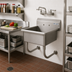 Thumbnail image #2 for Advance Tabco Wall Mounted 14 Gauge Stainless Steel Service Sink with 20 Inch Bowl, 10 Inch Deep Bowl, and Faucet Provision
