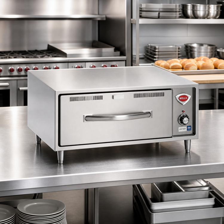 Product image #2 for Wells Heavy Duty Freestanding Single-Drawer Warming Drawer, 8 Dozen Roll Capacity