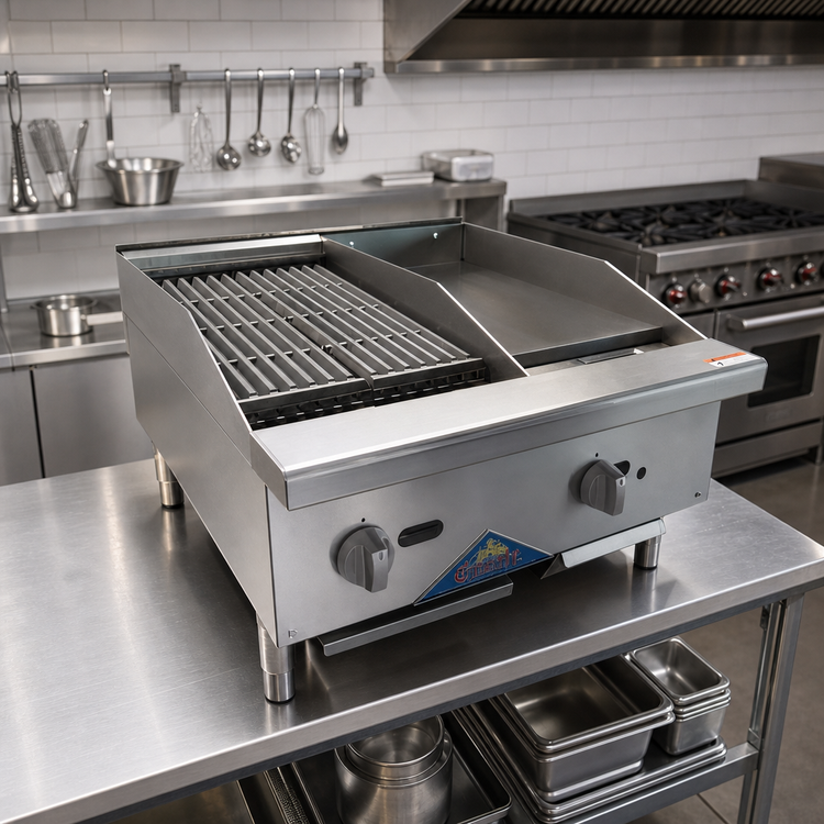 Product image #2 for Comstock-Castle 24-Inch Countertop Gas Griddle / Char-Broiler Combo