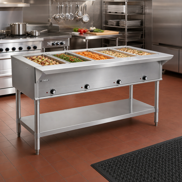 Product image #2 for Eagle Group DHT5-208-3 Electric Hot Food Table, Open Base, 5 Dry Wells, 79-Inch, 208V Three-Phase
