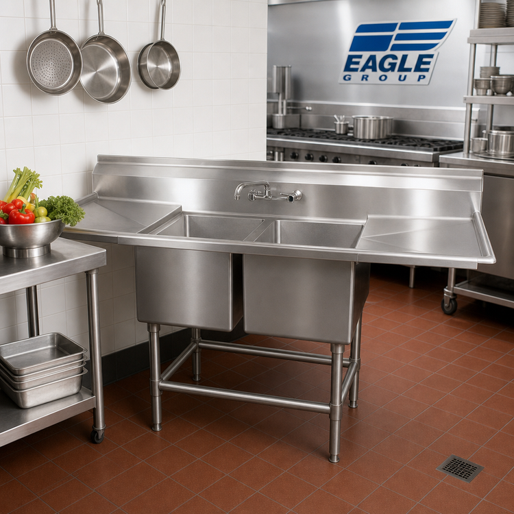 Product image #2 for Eagle Spec-Master FN Series 2-Compartment Coved Corner Sink, 39 x 27 Inches, Stainless Steel