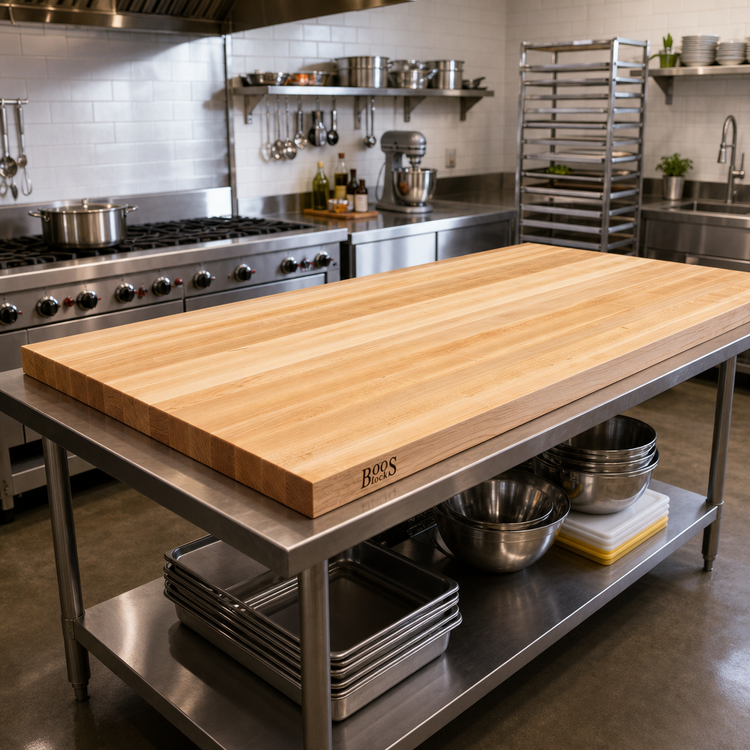 Product image #2 for John Boos Boos Block 60 x 32-Inch Edge Grain Maple Kitchen Countertop, 1-1/2-Inch Thick, Varnique Finish