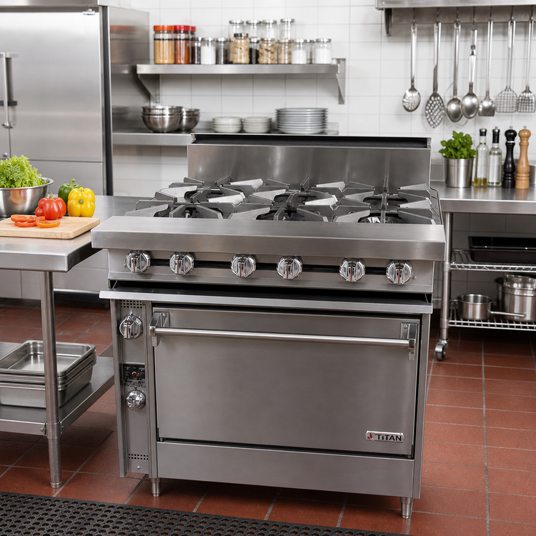 Product image #2 for Titan JTRH-6-36 36-Inch Heavy Duty Gas Range with 6 Open Burners and Standard Oven