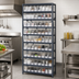 Thumbnail image #2 for Quantum Heavy-Duty Stationary Wire Shelving Unit with 10 Shelves and 72 Clear Bins, 36 x 12 x 75 Inches