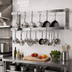 Thumbnail image #2 for John Boos PRW24A Wall-Mount Double-Bar Stainless Steel Pot Rack with 18 Double Hooks