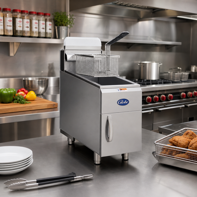 Product image #2 for Globe 15 lb Liquid Propane Countertop Gas Fryer, Single Pot