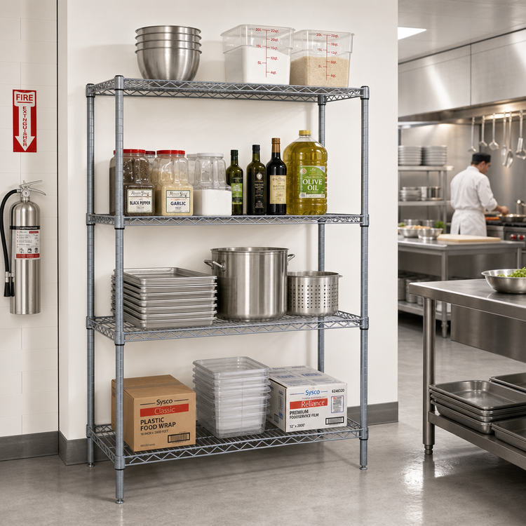 Product image #2 for Quantum 60 in. W x 30 in. D x 54 in. H Wire Shelving Starter Kit with 4 Shelves, Gray Epoxy Antimicrobial Finish