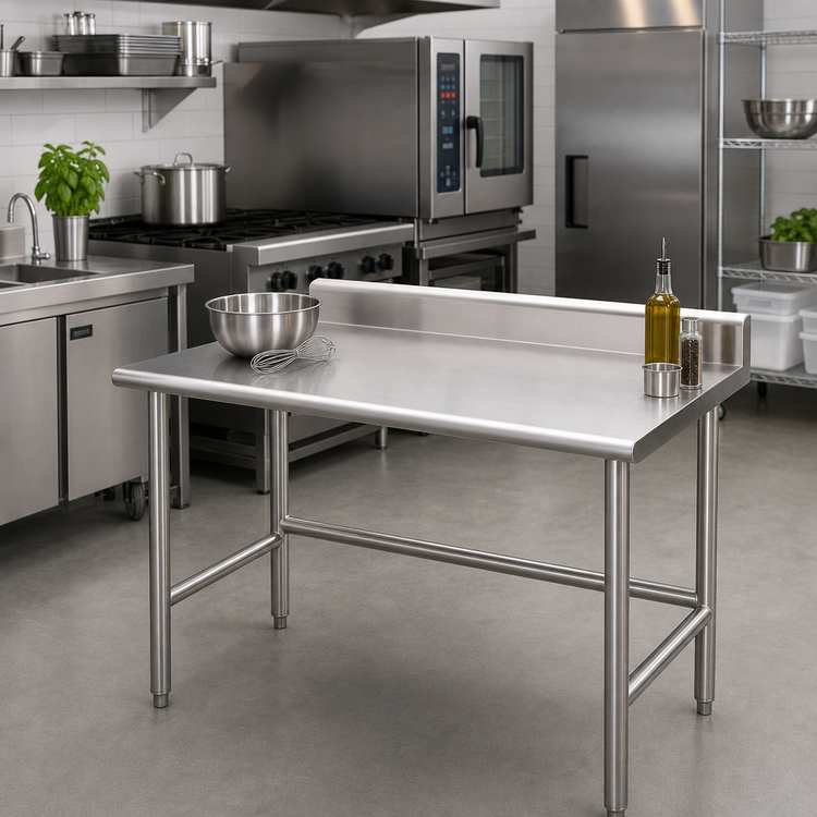 Product image #2 for Advance Tabco TSKG-364 Stainless Steel Work Table with 5-Inch Backsplash, 48 x 36 Inches