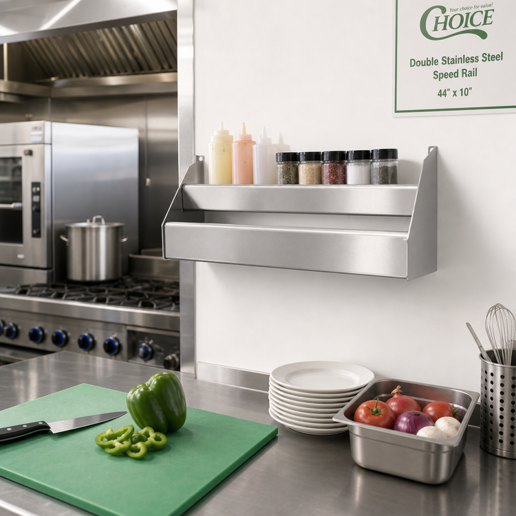 Product image #2 for CHOICE Double Stainless Steel Speed Rail, 44-Inch x 10-Inch, Keyhole Mount