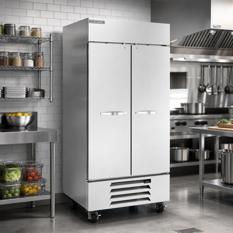 Product image #3 for Beverage-Air Horizon Series Two-Section Reach-In Freezer with Solid Lockable Doors, 35.08 Cu. Ft., Stainless Steel, Self-Contained