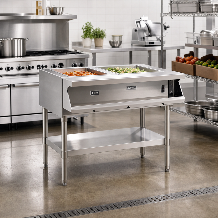 Product image #2 for Eagle Group SHT2-120-X Electric 2-Well Sealed Well Hot Food Table with Open Base, 120V