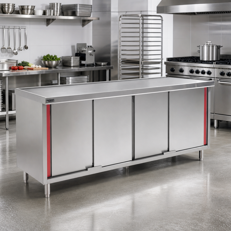 Product image #2 for Eagle Group Spec-Master Marine Counter Edge Enclosed Work Table with 4 Hinged Doors, 96-Inch W x 24-Inch D