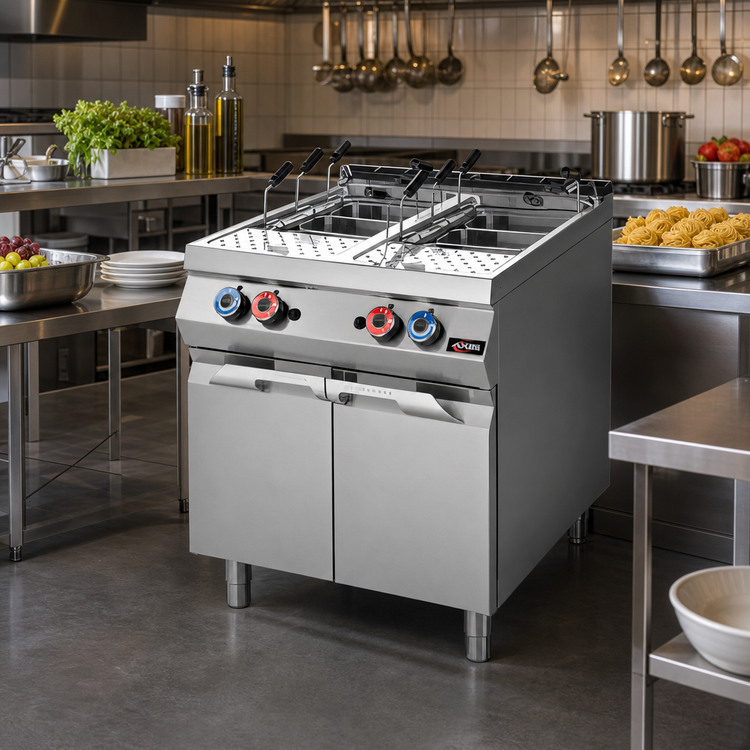 Product image #2 for Axis AX-GPC-2 Double-Tank Natural Gas Pasta Cooker with 2 x 10.56 Gallon Tanks