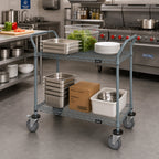 Thumbnail image #2 for Quantum WRC-2142GY-2 Utility Bus Cart, Gray Epoxy, 2 Wire Shelves, 1200 lb. Capacity, 42W x 21D x 37-1/2H