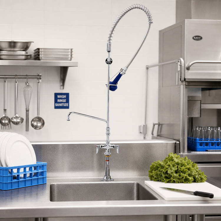 Product image #2 for EasyInstall Single-Hole Deck-Mount Pre-Rinse Unit with 12-Inch Add-On Faucet and 1.07 GPM Spray Valve