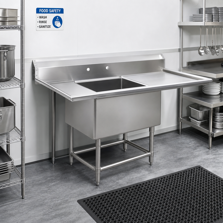 Product image #2 for Spec-Master 1-Compartment Stainless Steel Sink with 36-Inch Right Drainboard, 59-1/2 Inch W x 35 Inch D