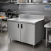 Thumbnail image #2 for Advance Tabco Enclosed Stainless Steel Work Table, 60-Inch x 30-Inch, Cabinet Base, 14-Gauge 304 Top, 5-Inch Backsplash