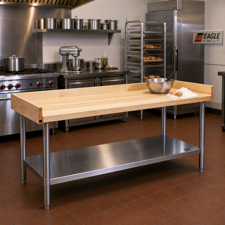 Product image #2 for Eagle Group 96-Inch x 30-Inch Baker's Top Wood Work Table with Open Undershelf