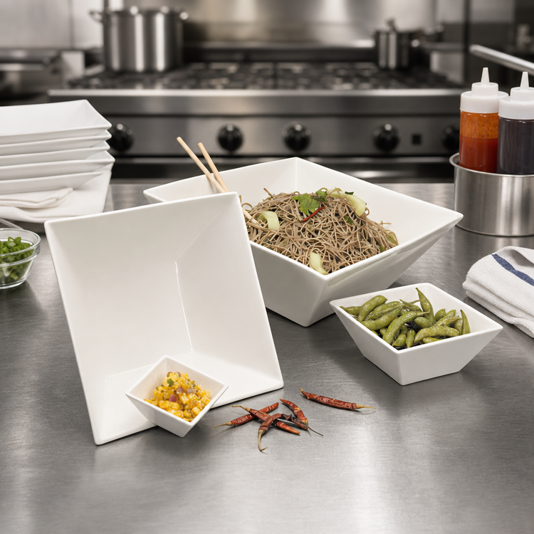 Product image #2 for American Metalcraft Prestige 3 oz White Porcelain Square Bowl