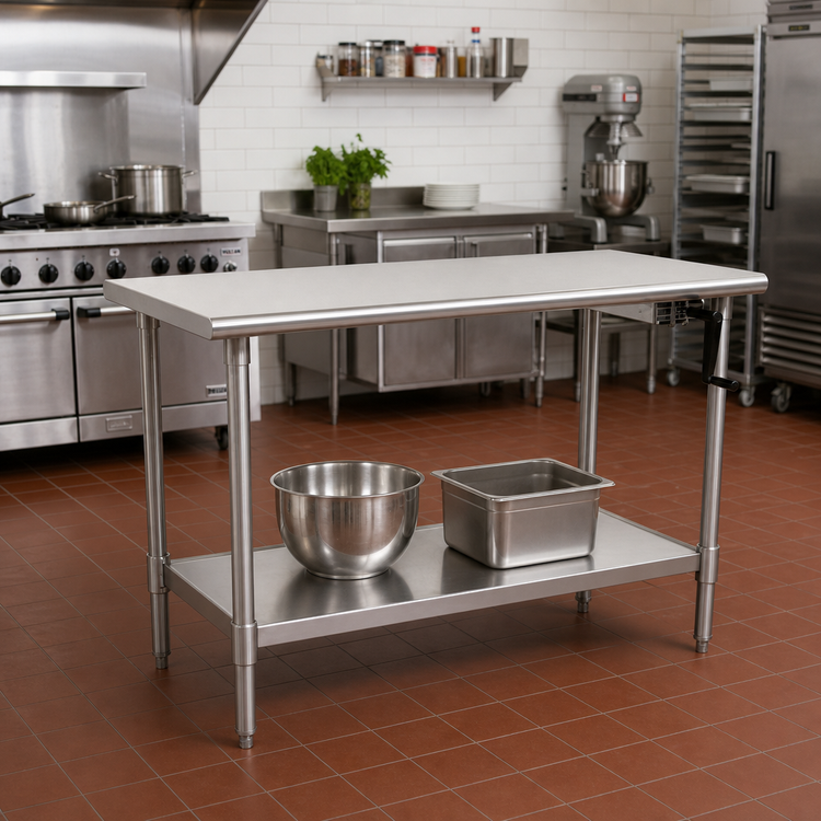 Product image #2 for Eagle AdjusTable ADA/Ergonomic Height Adjustable Stainless Steel Work Table with Undershelf, 72 x 24 Inches