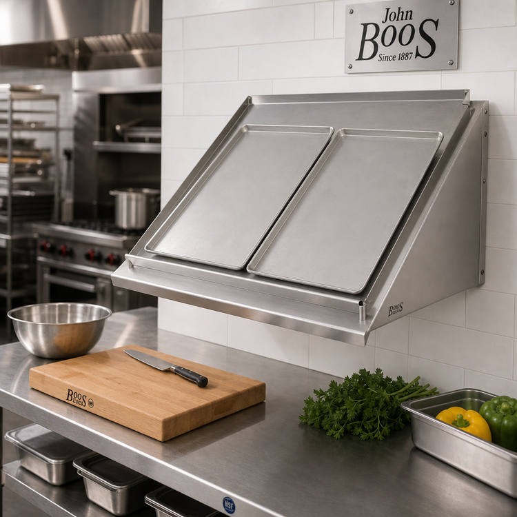 Product image #2 for John Boos 42-Inch Wall-Mounted Solid Sorting Shelf with 2-Rack Capacity