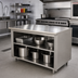 Thumbnail image #2 for Advance Tabco 96-Inch x 30-Inch Open Front Cabinet Base Work Table with Mid-Shelf, 14 Gauge 304 Stainless Steel Top