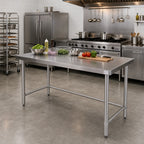 Thumbnail image #2 for Klinger's Trading NSG3084 84" x 30" 18-Gauge Stainless Steel Flat Top Open Base Work Table