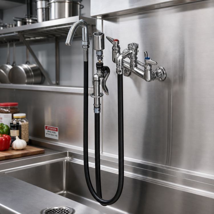 Product image #2 for T&S Brass B-0613 Wall-Mount Pot and Kettle Filler Mixing Faucet, 8-Inch Centers