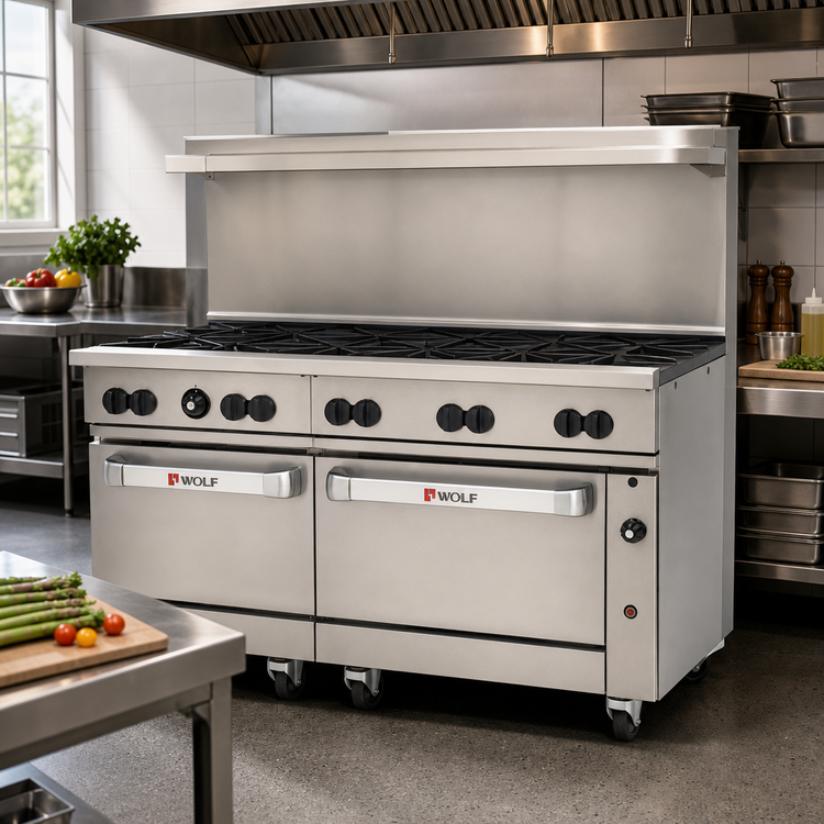 Product image #2 for Wolf Challenger XL 60-Inch Gas Restaurant Range with 10 Open Burners, 1 Standard Oven and 1 Convection Oven