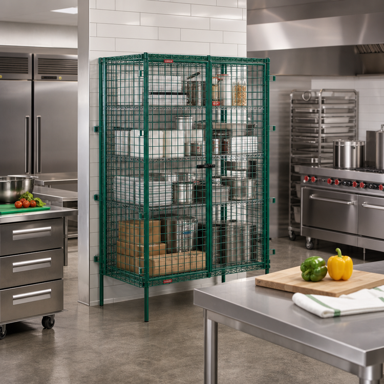 Product image #2 for EagleGard Stationary Open Wire Security Cage with 2 Lockable Doors, 51-1/4 Inch W x 33-1/4 Inch D x 67 Inch H, Hybrid Epoxy Finish