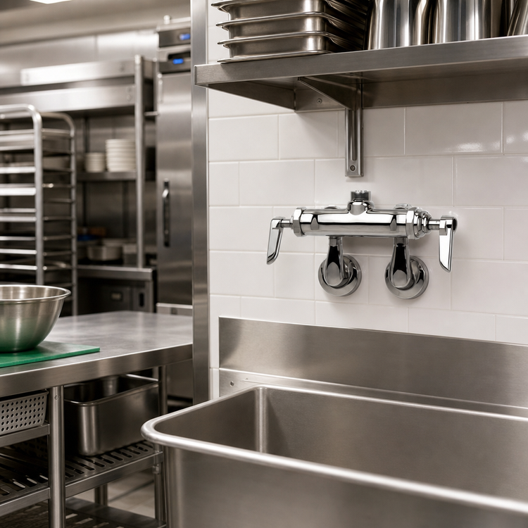 Product image #2 for T&S Brass Wall-Mounted Pantry Sink Mixing Faucet with Adjustable Inlet Arms, Nozzle-Less, Low Lead