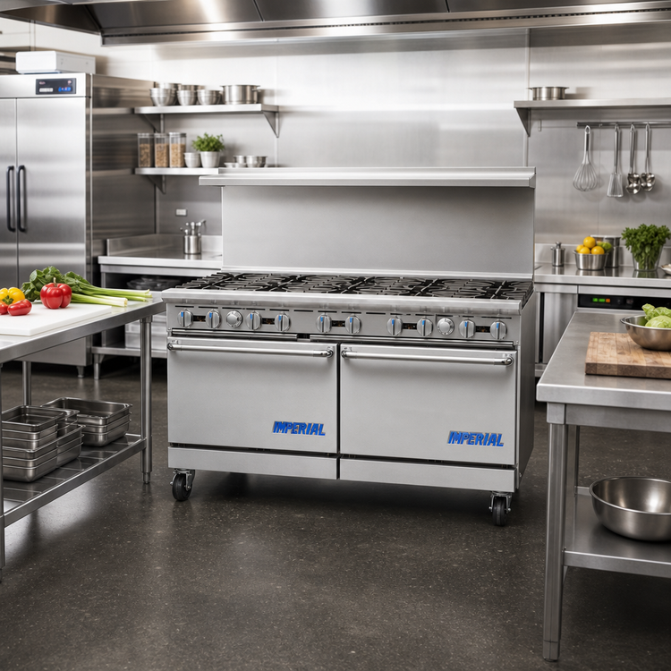 Product image #2 for Imperial Pro Series IR-10 60-Inch Gas Restaurant Range with 10 Open Burners and 2 Standard Ovens