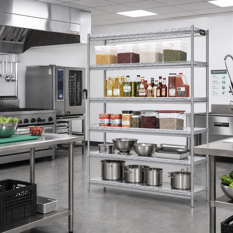 Product image #2 for EagleGard 5-Tier Add-On Wire Shelving Unit, 72W x 24D x 86H, Hybrid Epoxy Finish