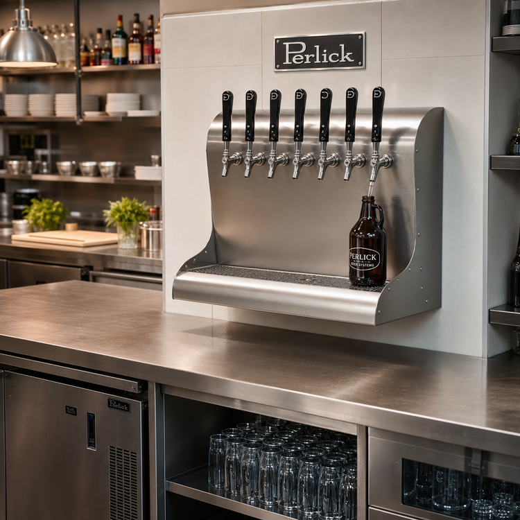 Product image #2 for Perlick 6-Faucet Modular Wall-Mount Glycol-Cooled Draft Beer Dispensing Tower, Back Lead-Out