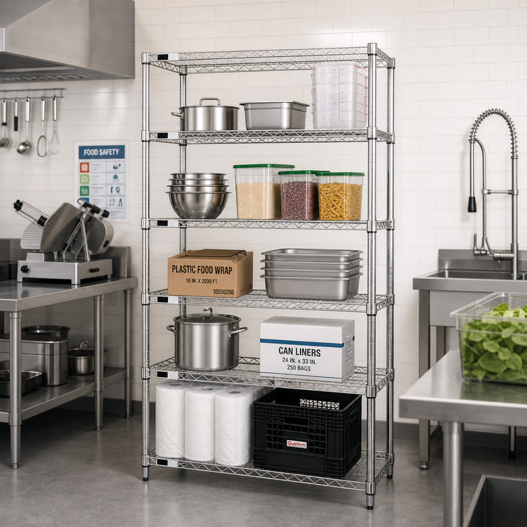 Product image #2 for Quantum 24 Inch x 18 Inch x 86 Inch Chrome Plated Wire Shelving Starter Kit with 5 Shelves