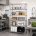 Thumbnail image #2 for Quantum 24 Inch x 18 Inch x 86 Inch Chrome Plated Wire Shelving Starter Kit with 5 Shelves