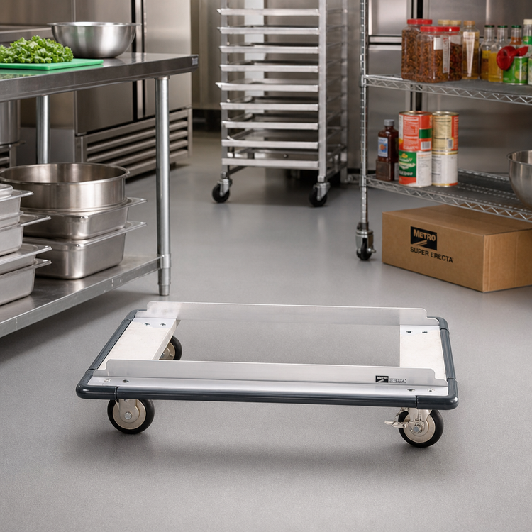 Product image #2 for Metro Super Erecta Aluminum Stock Truck Dolly, 36 x 24 Inches, Wraparound Bumper, 2 6P Swivel and 2 BL6P Brake/Lock Casters