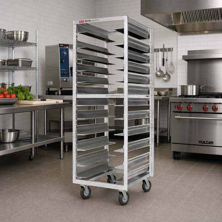 Product image #2 for Metro RD78N Mobile Pass-Thru Adjustable Slide Aluminum Pan Rack, 13-Pan Capacity, End Load