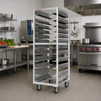 Thumbnail image #2 for Metro RD78N Mobile Pass-Thru Aluminum Pan Rack, Adjustable Slides, 13-Pan Capacity, 18 x 26-Inch Pans, End Loading