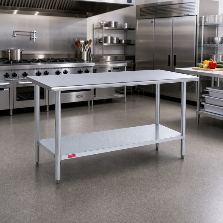 Product image #2 for Duke Stainless Steel Work Table with Galvanized Undershelf, 48-Inch Wide
