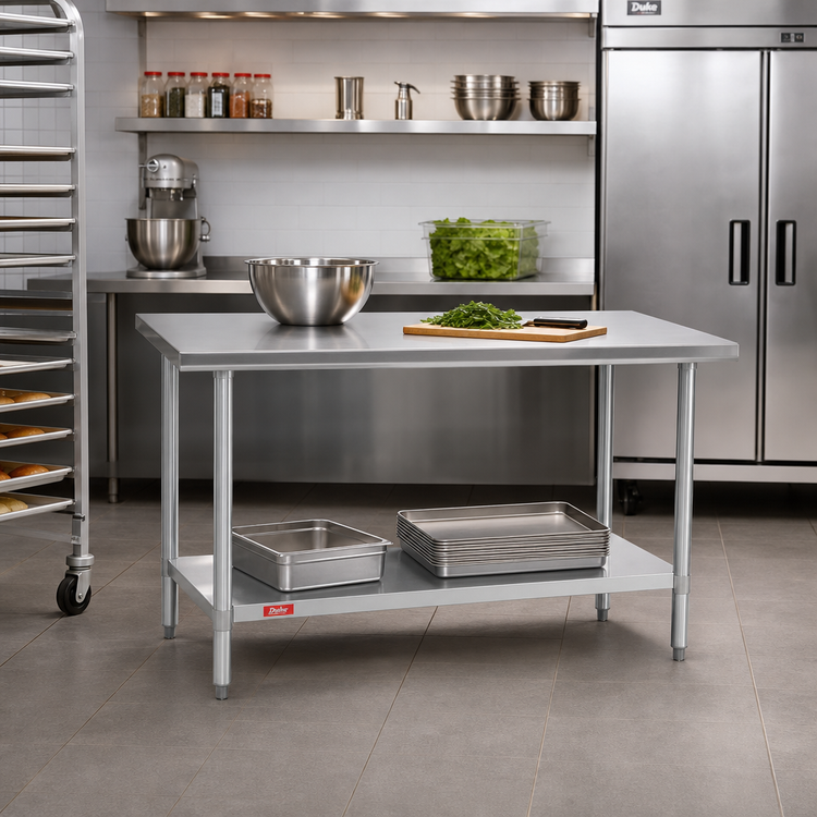 Product image #2 for Duke 30 x 24-Inch Flat-Top Stainless Steel Work Table with Undershelf, 36-Inch High