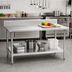 Thumbnail image #2 for Eagle Spec-Master 144-Inch x 36-Inch 14-Gauge Stainless Steel Work Table with 4-1/2-Inch Backsplash and Undershelf