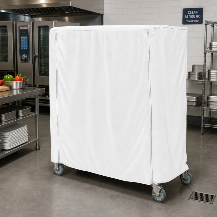 Product image #2 for Metro Queen Mary & Banquet Cart Cover, 48 x 21 x 74 Inch, Uncoated Knitted Polyester, White