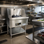 Thumbnail image #2 for Town Equipment MasterRange M-1-JR-N 30-Inch Chinese Natural Gas Wok Range with 1 Brick-Lined Chamber, Mobile Stainless Steel Design