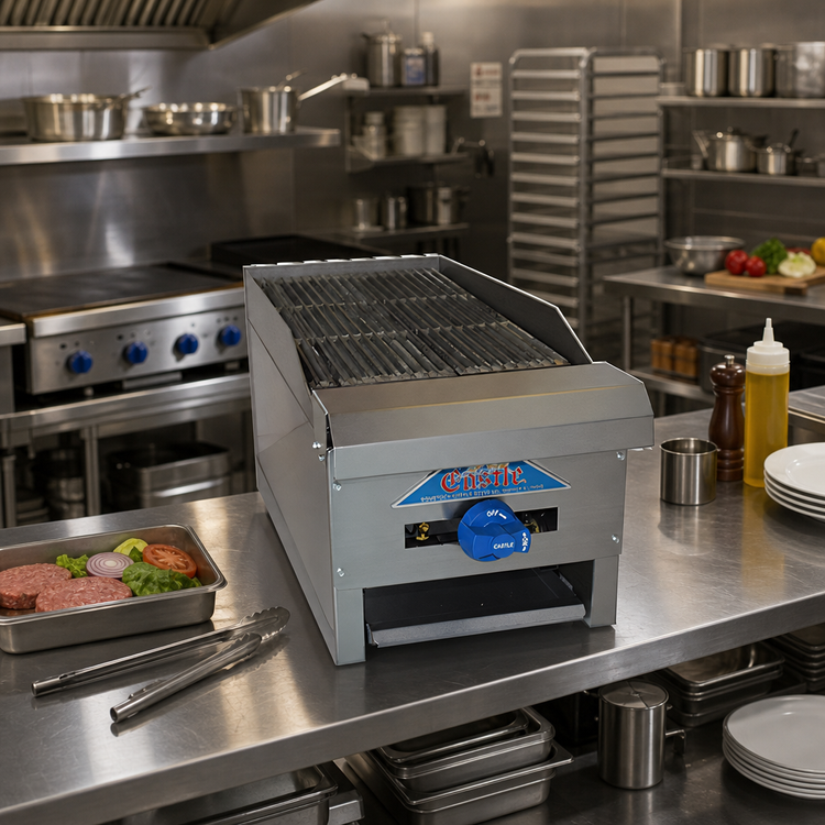 Product image #2 for Comstock-Castle ELB12 12-Inch Countertop Gas Char-Broiler, 30,000 BTU, Lava Rock